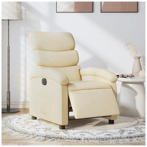 Poltrona Elettrica Reclinabile Crema in Tessuto - Foto 2
