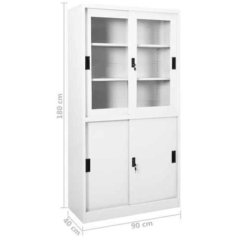 Armadio Per Ufficio Anta Scorrevole Bianco 90x40x180 Cm Acciaio - Foto 8