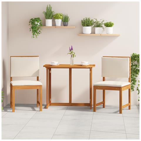 Sdraio da giardino  senza braccioli con cuscini, 2 pezzi in legno massello di acacia - Foto 2