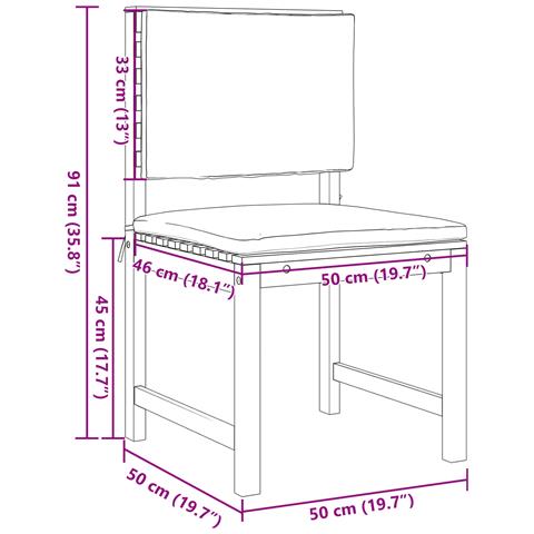 Sdraio da giardino  senza braccioli con cuscini, 2 pezzi in legno massello di acacia - Foto 9
