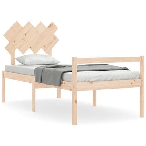 Letto per Anziani con Testiera 90x200 cm in Legno Massello - Foto 1