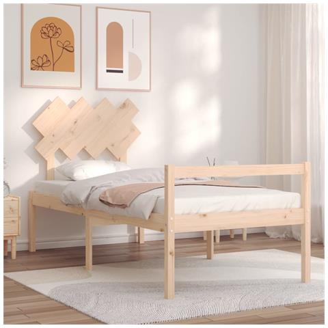 Letto per Anziani con Testiera 90x200 cm in Legno Massello - Foto 2