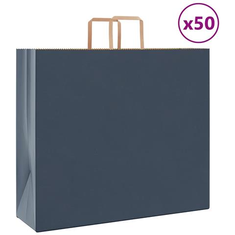 Sacchetti di Carta 50 pz con Manici Blu 54x15x49 cm - Foto 1