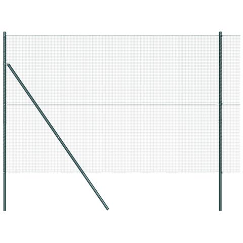 Recinzione Rete Saldature con 7 Pali Verde 1.5x10 m Acciaio - Foto 1