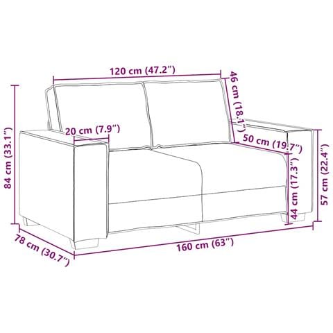 Divano a 2 posti Marrone 120 cm Tessuto - Foto 9