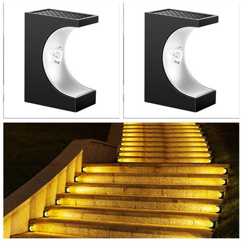 Lampada Solare Da Esterno Per Scale (luce Calda) - Illuminazione Efficiente E Senza Fili 2 Pack - Foto 1