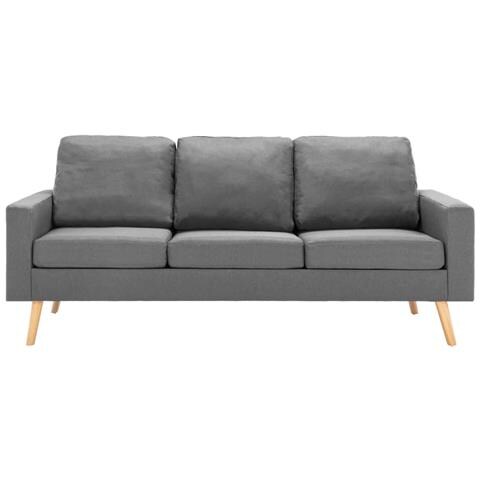 Divano A 3 Posti Grigio Chiaro In Tessuto - Foto 2