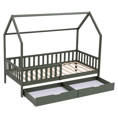 Letto A Cabina Per Bambini 190x90cm Verde Con Cassetti Marceau - Foto 1