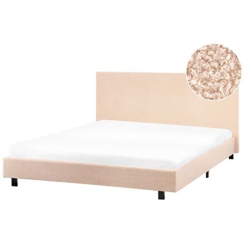 Letto Bouclé Albi 160 X 200 Cm Beige - Foto 2