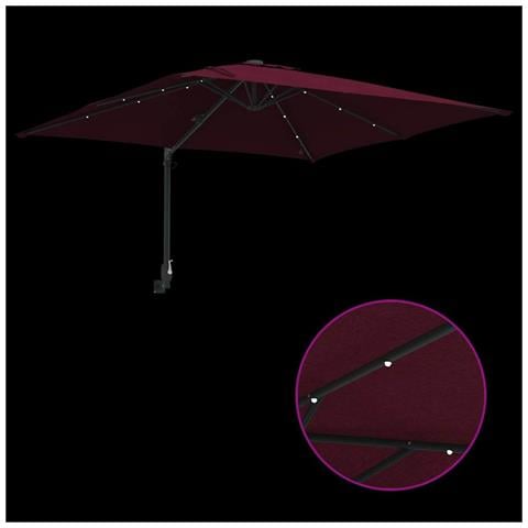 Ombrello da giardino Rosso bordò 248.5 x 247.5 x 160 cm Tessuto - Foto 9