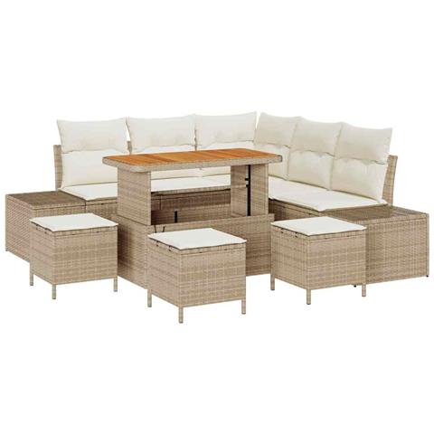 Set Divano da Giardino 9 pcs Beige Poly Rattan - Foto 1