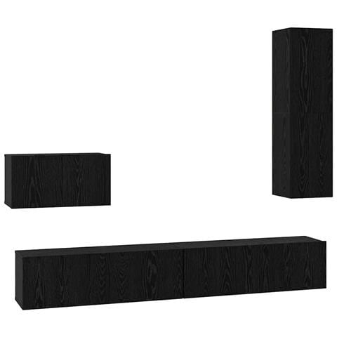 Mobile TV da Parete 4 pcs Rovere nero 200 x 30 x 30 cm - Foto 1