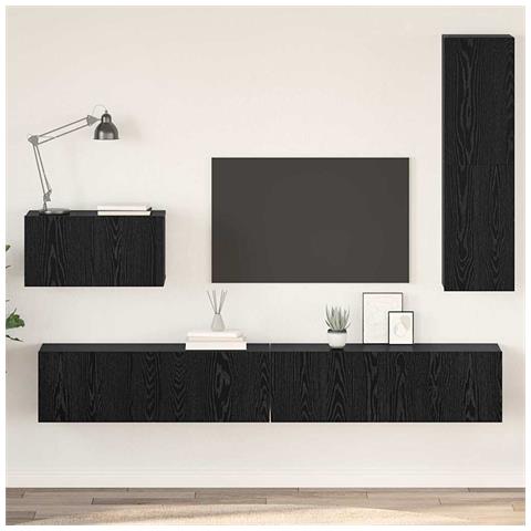 Mobile TV da Parete 4 pcs Rovere nero 200 x 30 x 30 cm - Foto 2