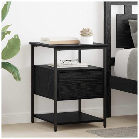 Armadio da Notte con cassetto 2 pcs Rovere nero 40 x 42 x 56 cm - Foto 2