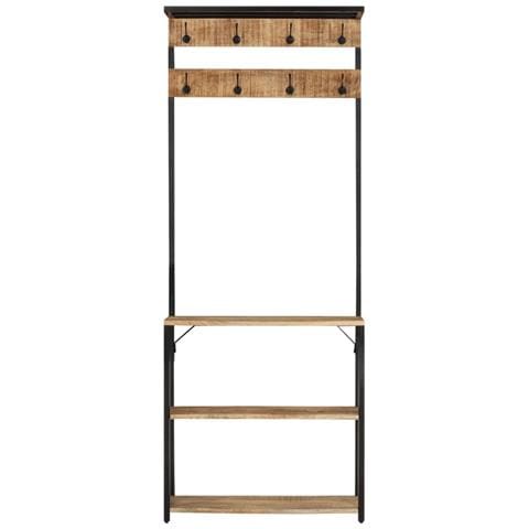 Appendiabiti con Scarpiera 68x30x182 cm Massello Mango Grezzo - Foto 2