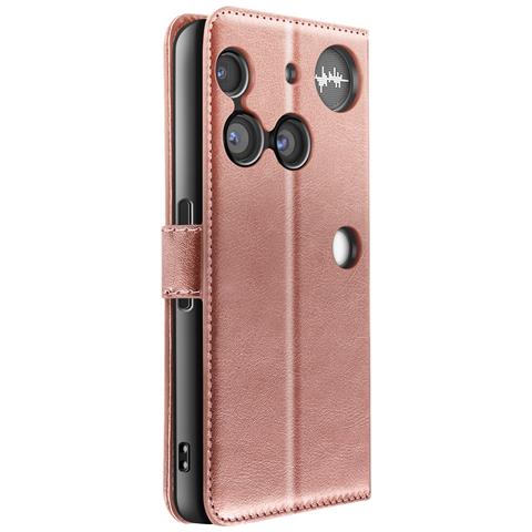 Custodia A Portafoglio Per Nothing Phone 3 Con Cinturino Da Polso E Funzione Di Supporto, Rosa Champagne - Foto 1