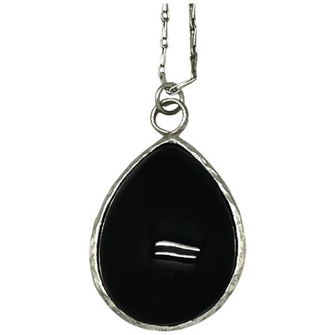 Collana Lunga Tears For Me In Argento 10µ E Cristallo Nero - Foto 2