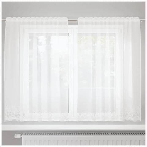 Tenda in Pizzo con tende Bianco 150 x 160 cm Poliestere - Foto 2