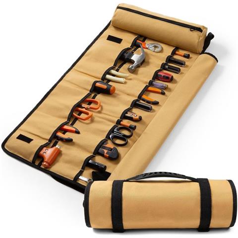 Borsa Portautensili Arrotolabile Da Viaggio - Organizer In Tela Per Utensili Brown - Foto 1