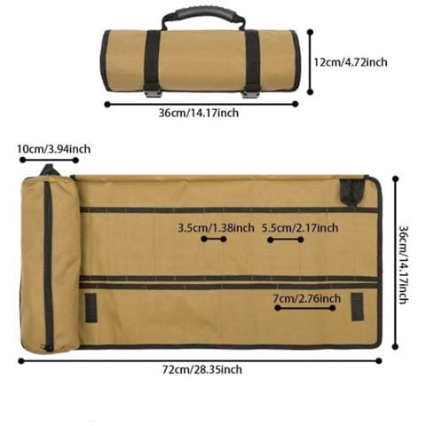 Borsa Portautensili Arrotolabile Da Viaggio - Organizer In Tela Per Utensili Brown - Foto 2