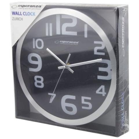 Ehc013k Wall Clock - Zurich - Black Orologio Al Quarzo Ovale Nero, Bianco - Foto 1