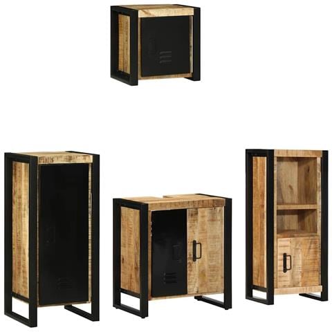 Set di mobili per il bagno 4 pcs Legno di mango massello - Foto 2