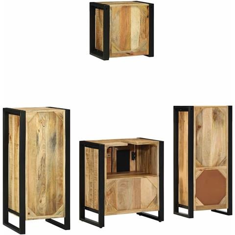 Set di mobili per il bagno 4 pcs Legno di mango massello - Foto 9