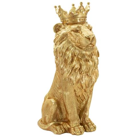 Statua Re Leone Shant In Resina Dorata Grande - Foto 1