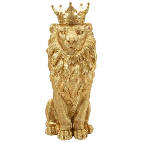 Statua Re Leone Shant In Resina Dorata Grande - Foto 2