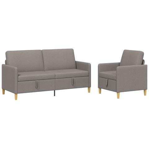 Set di Divani con Storage 2 pcs Tortora Poliestere - Foto 1