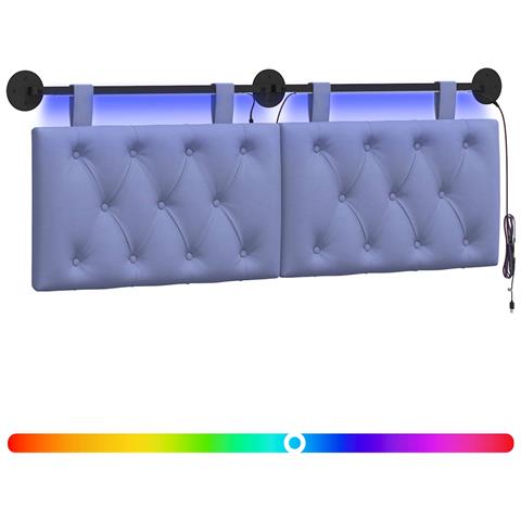 Testiera sospesa Con luce LED Blu jeans Tessuto - Foto 1
