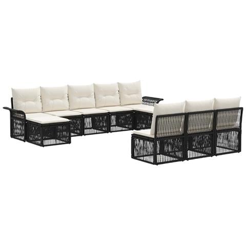 Set Divano da Giardino 10 pcs Nero polyrattan - Foto 1