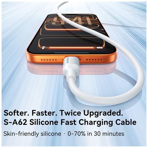 Cavo USB-C - Silicone, Bianco, 60W - Foto 4