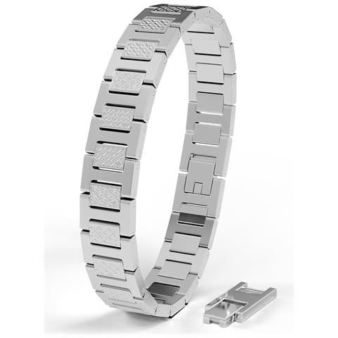 Bracciale Da Uomo Premium ""power"" In Acciaio Chirurgico 316l, Argento, 23 Cm - Foto 1