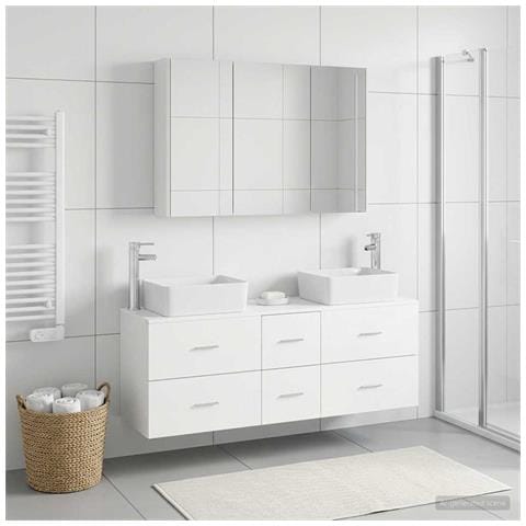 Set di mobili per il bagno 4 pcs Bianco - Foto 2