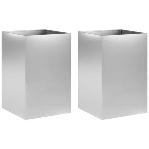 Vaso da giardino 2 pz Argento 40 x 40 x 75 cm Acciaio zincato - Foto 1