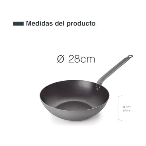 63829 - Wok in ferro, wok in ferro 100% naturale con rivestimento antiaderente a tre strati - Foto 2