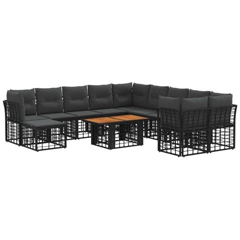 Set Divano da Giardino 12 pz Nero e Grigio scuro polyrattan - Foto 1
