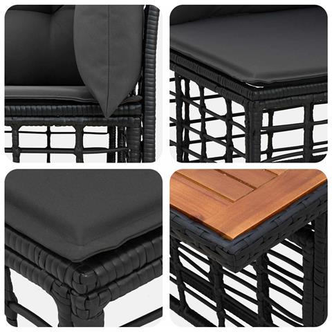 Set Divano da Giardino 12 pz Nero e Grigio scuro polyrattan - Foto 10