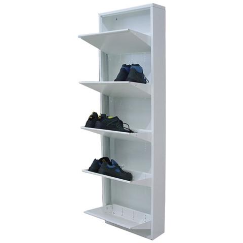 Scarpiera in Metallo 5 Ante Basculanti Colore Bianco 50x15x169H cm - Foto 1