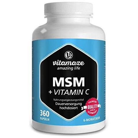 Vitamaze Msm Capsule Con La Vitamina C 360 Capsule Per 6 Mesi 1.334 Mg Dose Giornaliera Di Zolfo Organico In Polvere Il 999 Puro Metilsulfonilmetano Tedesco Di Qualit Supplemento - Foto 1