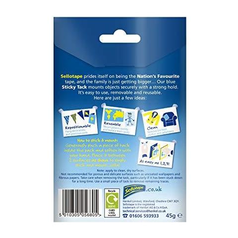 Sellotac Sticky Tack Per Casa E Ufficio Riutilizzabile Blu Tack Adesivo Rifornimenti Della Cancelleria Artigianato E Ufficio Poster Putty Per Appendere Foto Cards More 1 X 45g - Foto 3