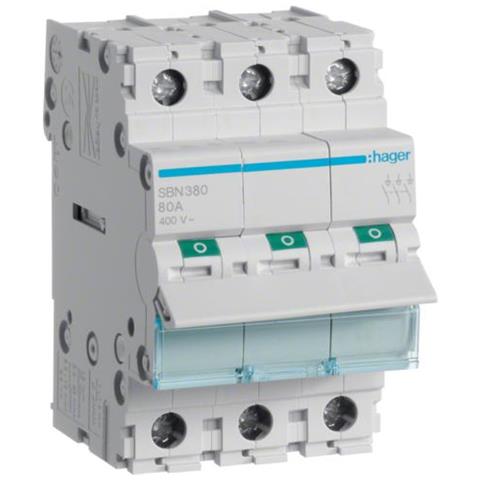 Sbn380. Nennstrom: 80 A, Spulenspannung (max) : 440 V. Module Menge (max) : 3 Modul (e). Breite: 52,5 Mm, Tiefe: 68 Mm, Hhe: 83 Mm (sbn380)  - Foto 1
