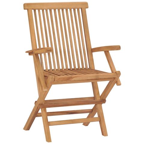 Sedie da Giardino con Cuscini Neri 8 pz in Massello di Teak - Foto 2