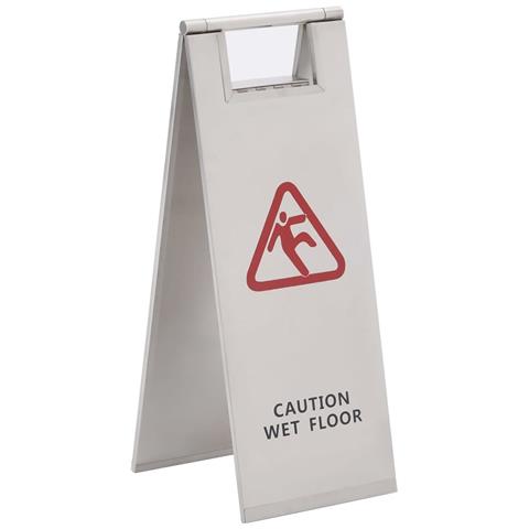 Cartello Pieghevole Pavimento Bagnato in Acciaio Inox - Foto 1