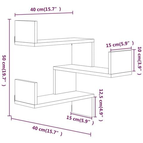 Scaffale Parete Angolo 2pz Grigio Sonoma 40x40x50cm Multistrato - Foto 12