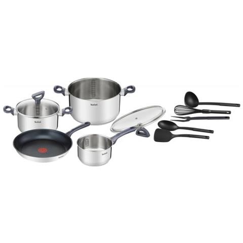 G713sb45 Daily Cook Set 11 Pezzi Acciaio Inox: Casseruola 16 Cm + Casseruola 20 E 24 Cm Con Coperchi + Padella 28 Cm + 5 Utensili - Foto 1