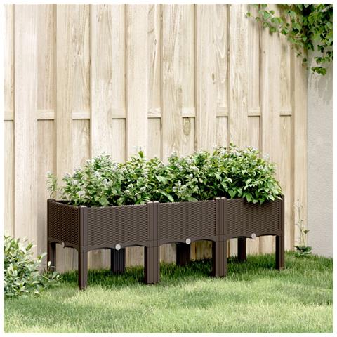 Fioriera Da Giardino Con Gambe Marrone 120x40x42 Cm In Pp - Foto 1