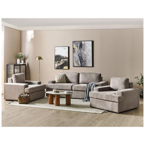 Set Da Salotto 5 Posti Alla Tessuto Tortora - Foto 1