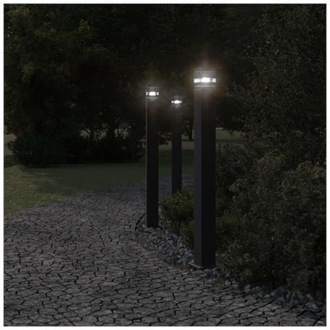 Lampada Da Terra Per Esterni Nera 110 Cm In Alluminio - Foto 3